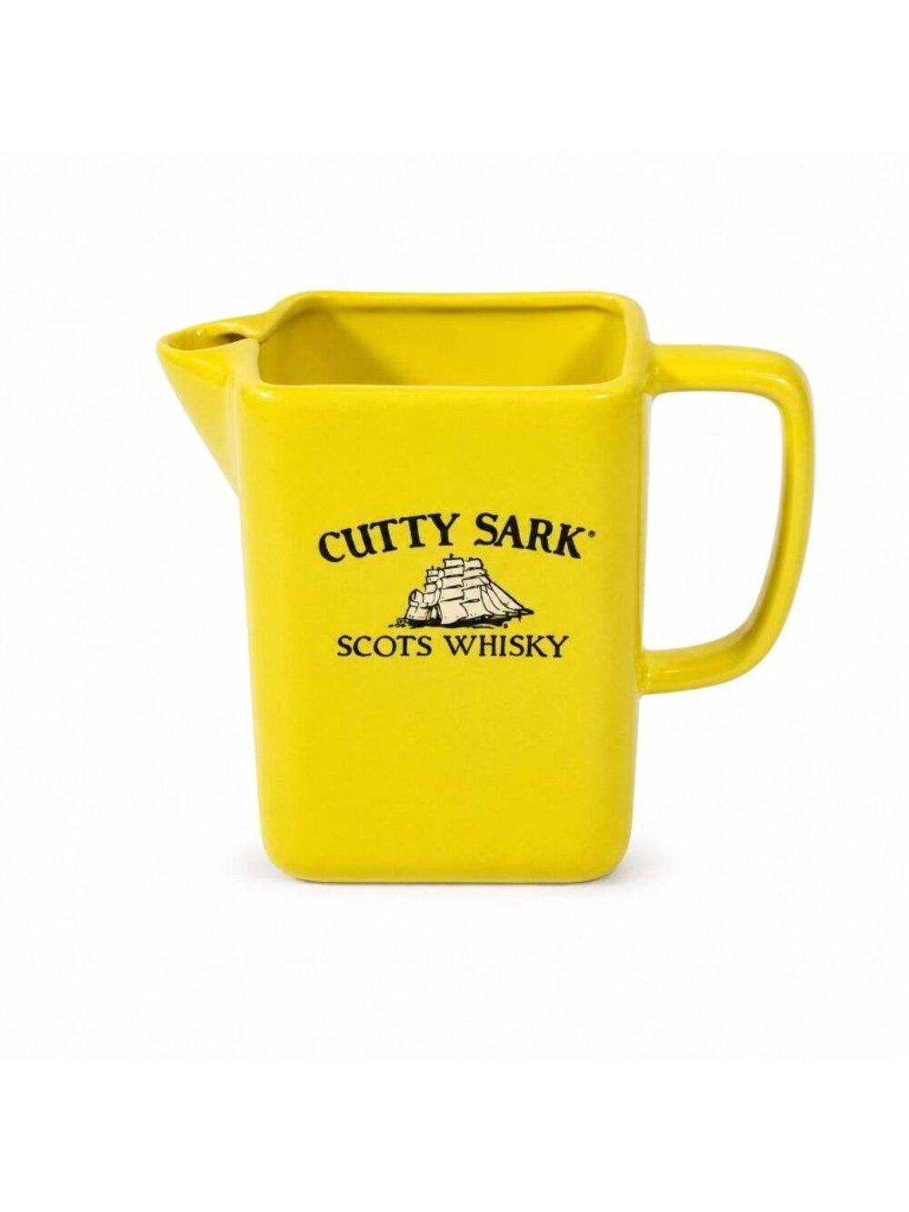 Whiskey Pitcher Cutty Sark Scots Whisky Yellow Ceramic Made in Mexico Pub Single